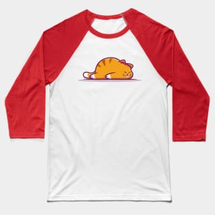Cute Fat Cat Sleeping Cartoon Illustration Baseball T-Shirt